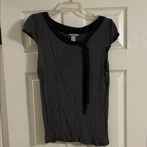 H&M Black and White Striped Short Sleeve Top